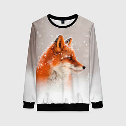Свитшот женский Лиса и снег, цвет: 3D-черный