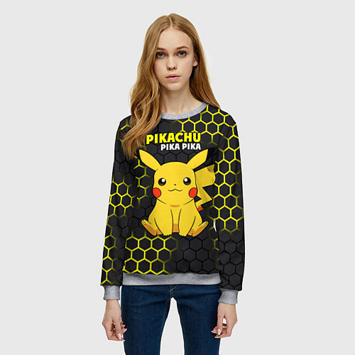 Женский свитшот Pikachu Pika Pika / 3D-Меланж – фото 3