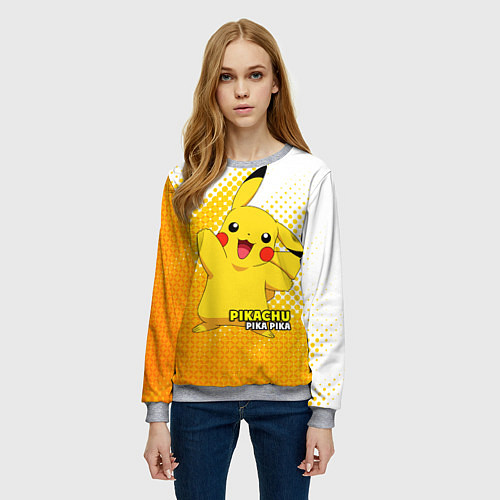 Женский свитшот Pikachu Pika Pika / 3D-Меланж – фото 3