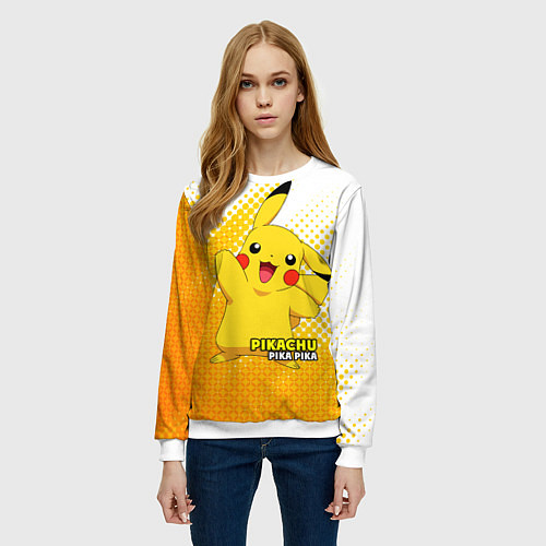 Женский свитшот Pikachu Pika Pika / 3D-Белый – фото 3