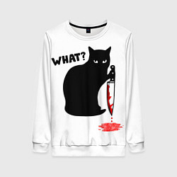 Свитшот женский What Cat, цвет: 3D-белый