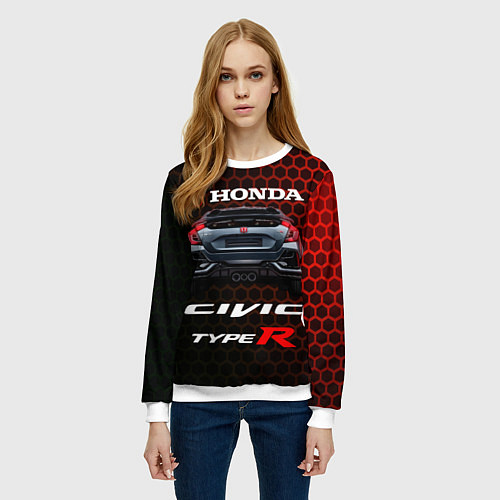 Женский свитшот Honda Civic Type R / 3D-Белый – фото 3