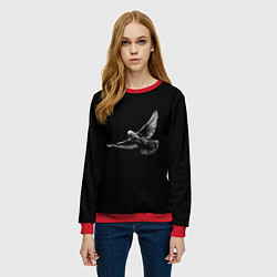 Свитшот женский Голубь, цвет: 3D-красный — фото 2