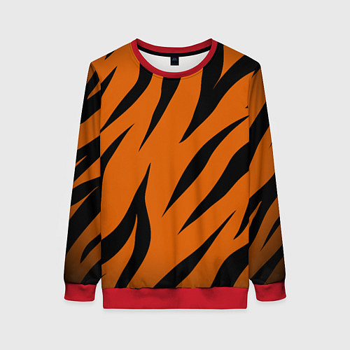 Женский свитшот Текстура тигра / 3D-Красный – фото 1