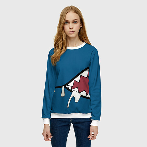 Женский свитшот Акула gawr gura / 3D-Белый – фото 3