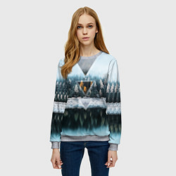 Свитшот женский Зимнее озеро, цвет: 3D-меланж — фото 2