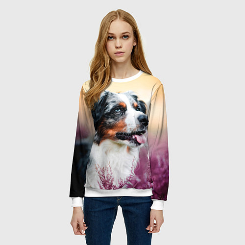 Женский свитшот Австралийская Овчарка / 3D-Белый – фото 3