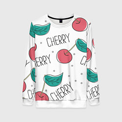 Свитшот женский Вишенки Cherry, цвет: 3D-белый