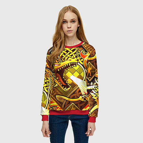 Женский свитшот CS GO DRAGON LORE / 3D-Красный – фото 3