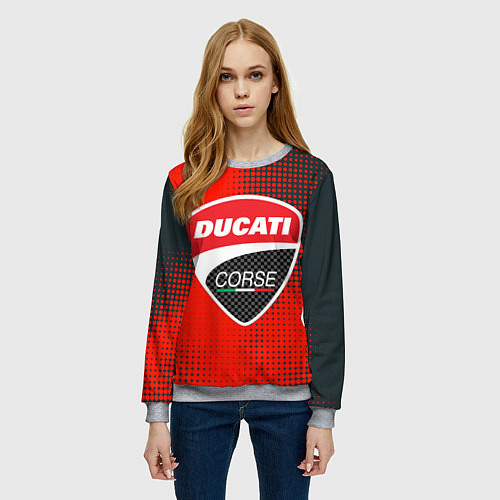 Женский свитшот Ducati Corse logo / 3D-Меланж – фото 3