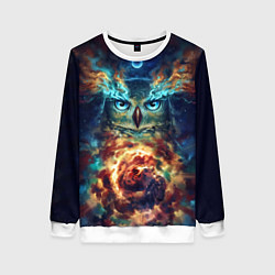 Свитшот женский Сова Космос, цвет: 3D-белый