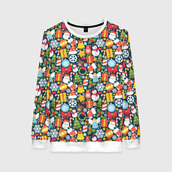 Свитшот женский Новый Год, цвет: 3D-белый