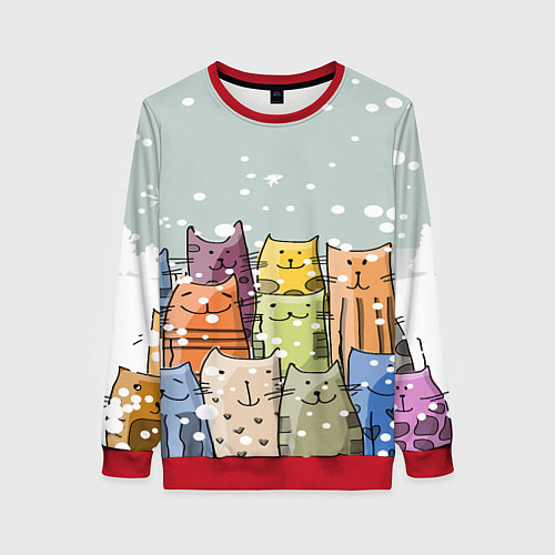 Женский свитшот Котики / 3D-Красный – фото 1
