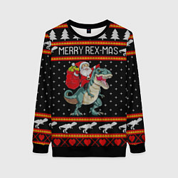 Свитшот женский Merry Rex-mas, цвет: 3D-черный