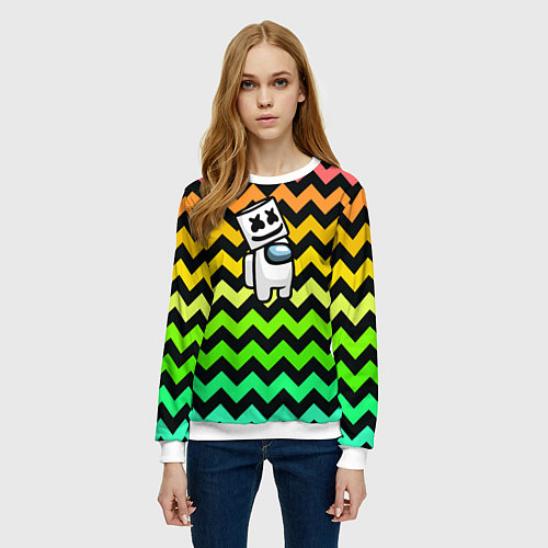 Женский свитшот Among Us Marshmello / 3D-Белый – фото 3