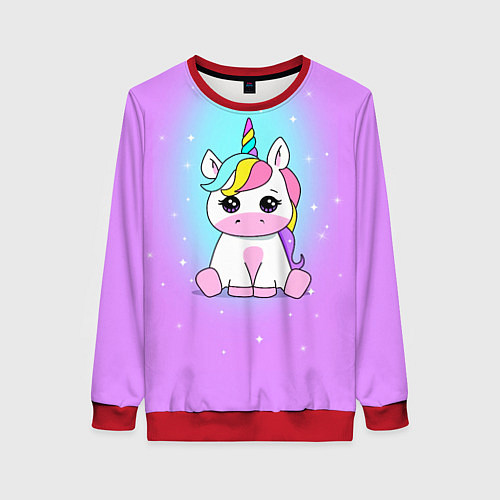 Женский свитшот Единорог / 3D-Красный – фото 1