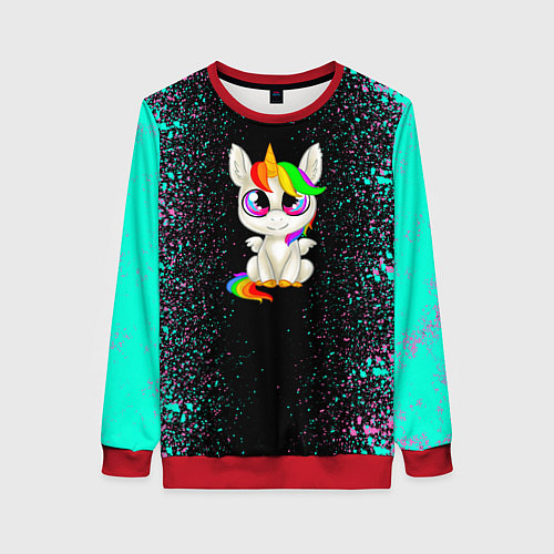 Женский свитшот Единорог / 3D-Красный – фото 1