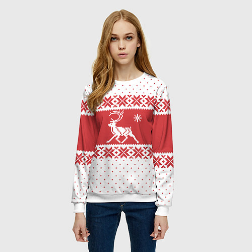 Женский свитшот Северный Олень / 3D-Белый – фото 3