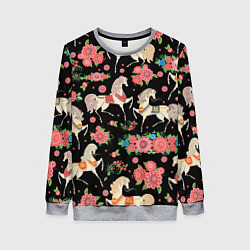 Женский свитшот Лошади и цветы