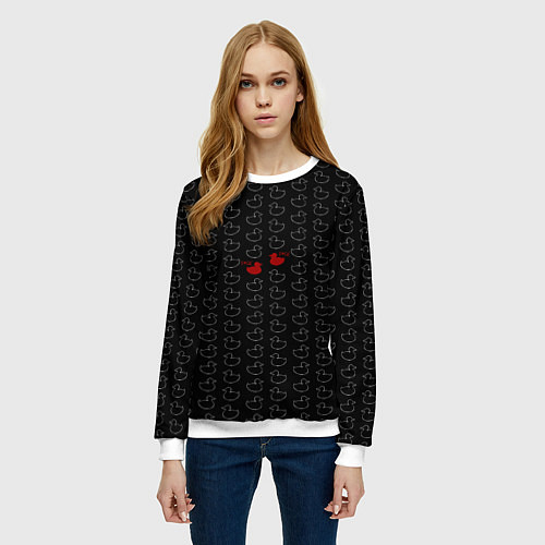 Женский свитшот Уточки паттерн текстура 18 / 3D-Белый – фото 3