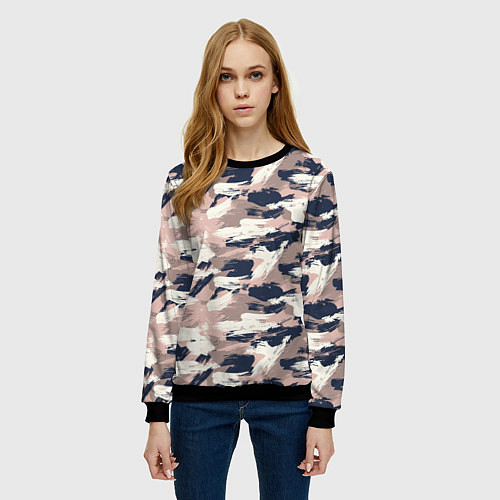 Женский свитшот Кремовый камуфляж / 3D-Черный – фото 3