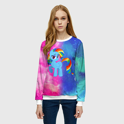 Женский свитшот Радуга Дэш / 3D-Белый – фото 3