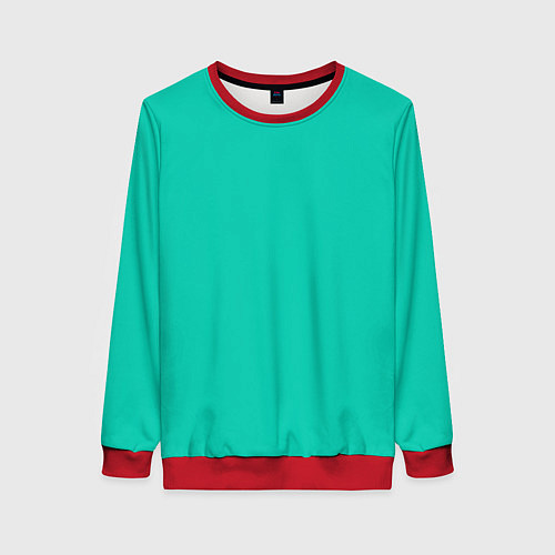Женский свитшот Бискайский зеленый без рисунка / 3D-Красный – фото 1