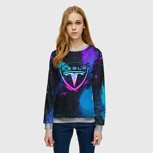 Женский свитшот TESLA NEON / 3D-Меланж – фото 3