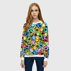 Свитшот женский Цветные Поп Котики, цвет: 3D-белый — фото 2