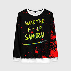 Свитшот женский WAKE THE F*** UP SAMURAI, цвет: 3D-белый