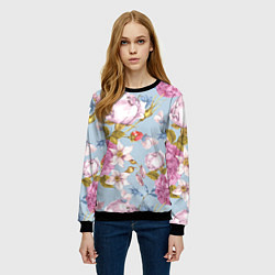 Свитшот женский Цветы, цвет: 3D-черный — фото 2