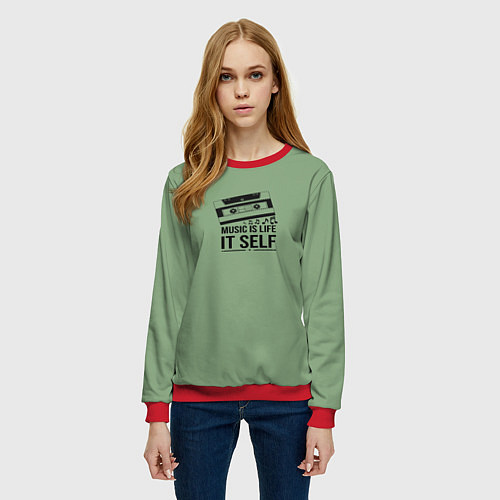 Женский свитшот Музыка / 3D-Красный – фото 3