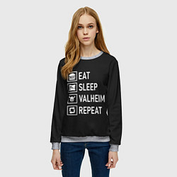 Свитшот женский EatSleepValheimRepeat, цвет: 3D-меланж — фото 2