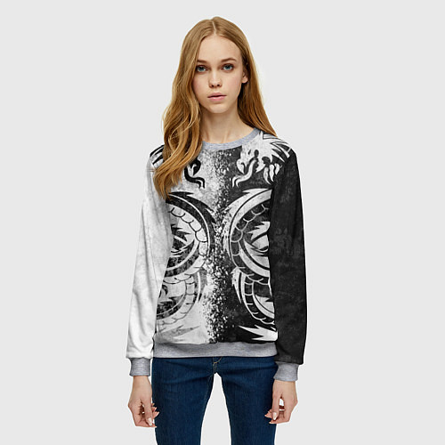 Женский свитшот ДРАКОНЫ DRAGONS / 3D-Меланж – фото 3
