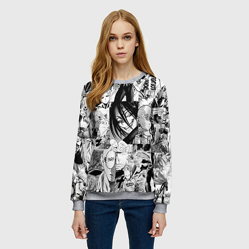 Женский свитшот One-Punch Man Ванпачмен / 3D-Меланж – фото 3