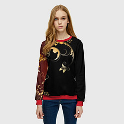 Свитшот женский Узор - Хохлома, цвет: 3D-красный — фото 2