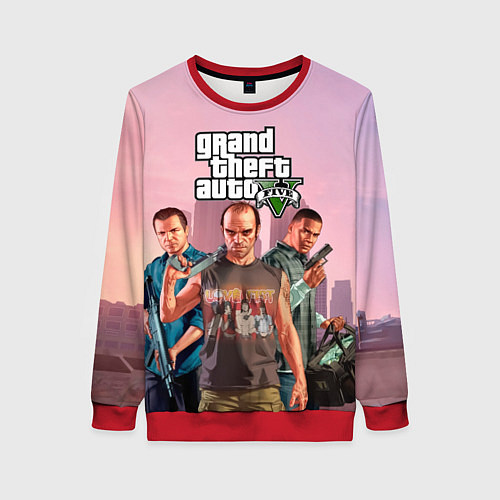 Женский свитшот Персонажи ГТА 5 / 3D-Красный – фото 1