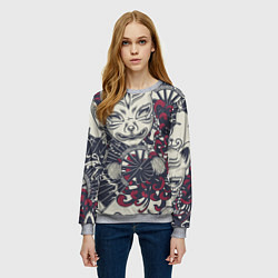 Свитшот женский Маска Кицунэ Маска лисы, цвет: 3D-меланж — фото 2