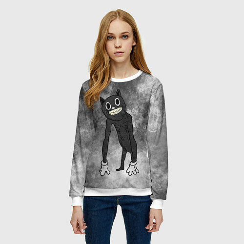 Женский свитшот Cartoon cat / 3D-Белый – фото 3