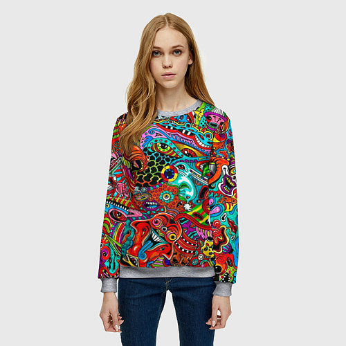 Женский свитшот Яркая абстракция bright abstraction / 3D-Меланж – фото 3