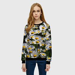 Свитшот женский Ромашки, цвет: 3D-черный — фото 2