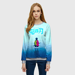 Свитшот женский Гию Томиока Kimetsu no Yaiba, цвет: 3D-меланж — фото 2