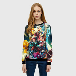 Свитшот женский КЛИНОК РАССЕКАЮЩИЙ ДЕМОНОВ ПЕРСОНАЖИ, цвет: 3D-черный — фото 2