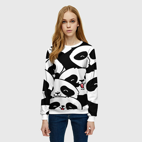 Женский свитшот Панды / 3D-Белый – фото 3