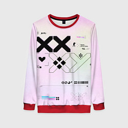 Свитшот женский Printstream style Поток информации Белизна 0 1,Чер, цвет: 3D-красный