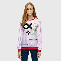 Свитшот женский Printstream style Поток информации Белизна 0 1,Чер, цвет: 3D-красный — фото 2