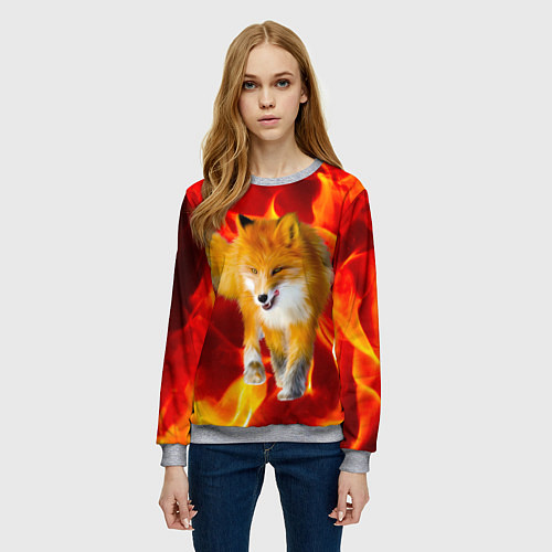 Женский свитшот Fire Fox / 3D-Меланж – фото 3