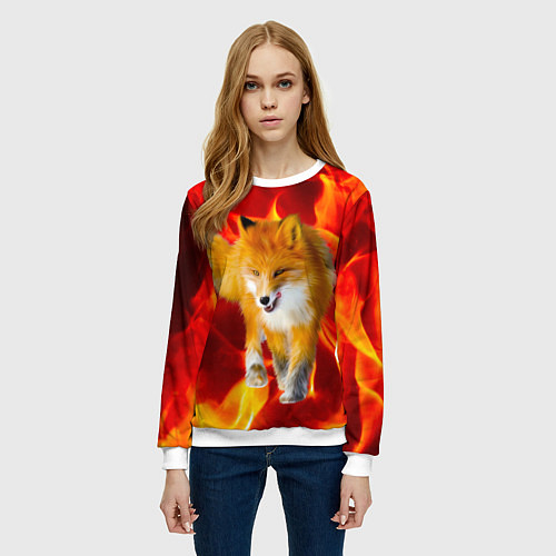 Женский свитшот Fire Fox / 3D-Белый – фото 3