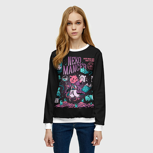 Женский свитшот Cat Necromancer / 3D-Белый – фото 3