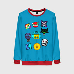Свитшот женский Geometry Dash: Icons, цвет: 3D-красный